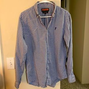 Ball and Buck hunters shirt, size L.  Blue and white checkers.